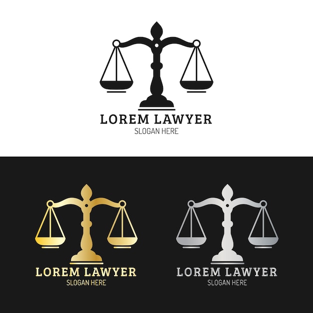 Logotipos de despacho de abogados con escalas de ilustración de justicia