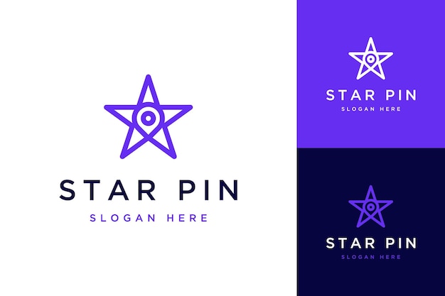 Logotipos de diseño tecnológico o pines con estrellas.