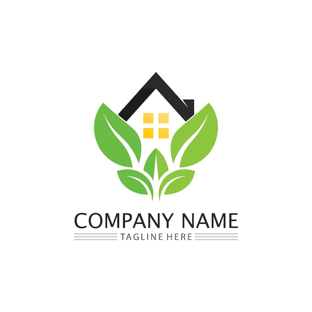 Logotipos de la ecología de la hoja del árbol verde