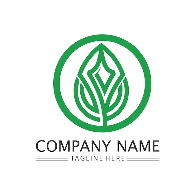 Logotipos de la ecología de la hoja del árbol verde