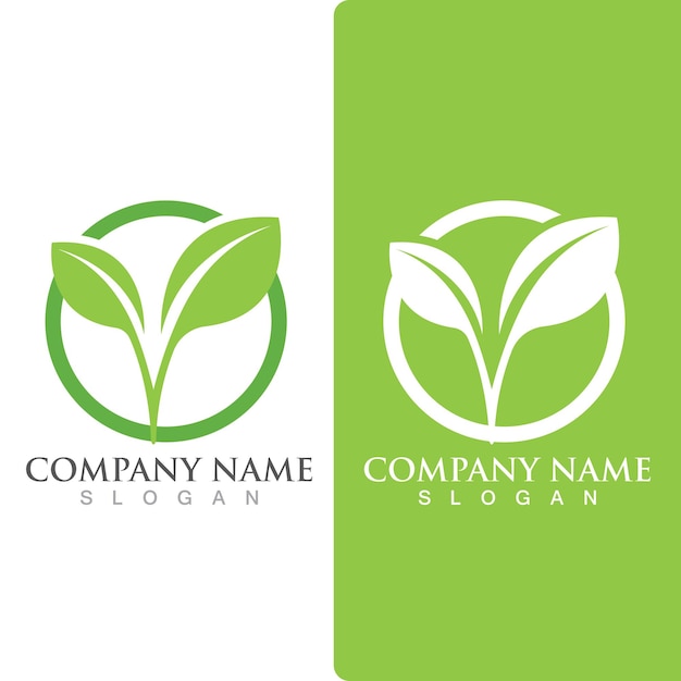 Logotipos de ecología de hojas de vector de elemento de naturaleza de árbol verde