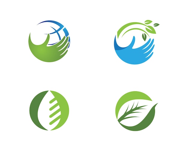 Vector logotipos de elemento de naturaleza ecología de hoja de árbol verde