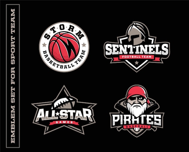 Logotipos y emblemas profesionales modernos para varios equipos deportivos