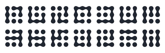 Logotipos de formas de Metaball Elementos gráficos manchados abstractos conectados figuras de moléculas líquidas conjunto de ilustraciones de vectores planos Colección de formas de metaball modernas