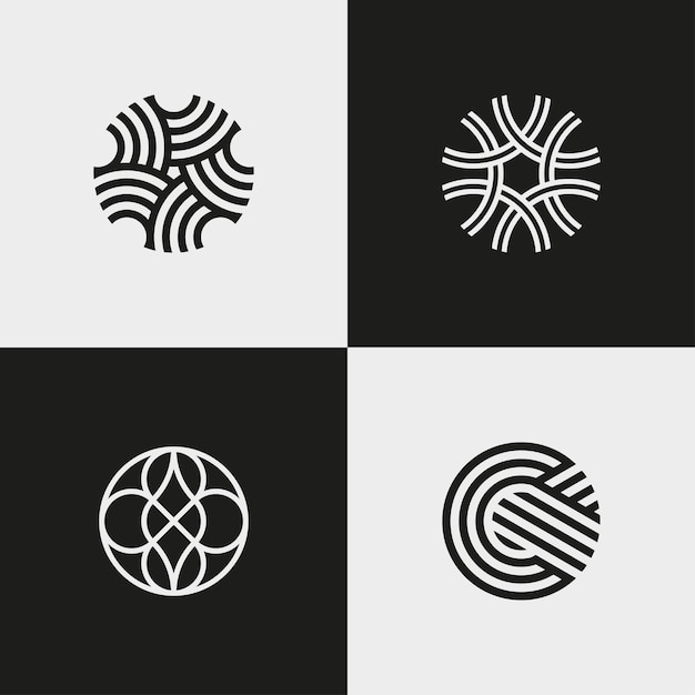 Logotipos geométricos de elipse. Arte lineal. ilustración vectorial