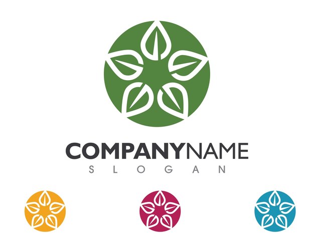 Logotipos de hoja verde ecología naturaleza elemento vector icono