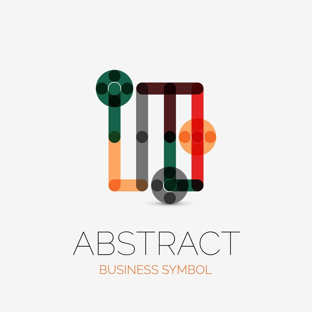 Logotipos de iconos de negocios lineales minimalistas hechos de segmentos de líneas multicolores Símbolos universales para cualquier concepto o idea Conjunto de elementos de tecnología de alta tecnología futurista