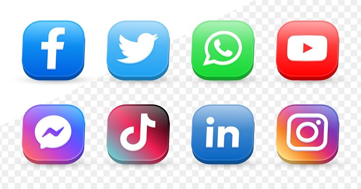 Vector logotipos de iconos de redes sociales 3d en marco cuadrado moderno meta facebook instagram youtube icono de red