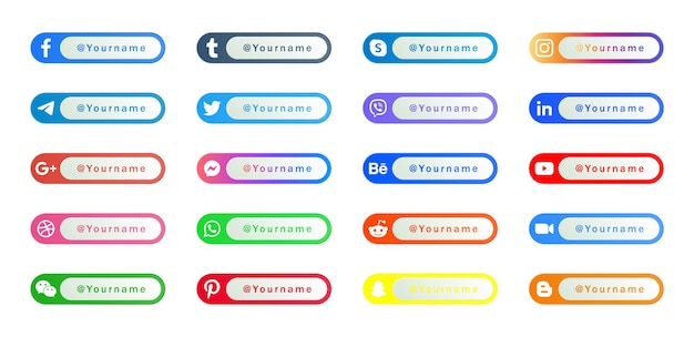 Logotipos de iconos de redes sociales modernos o botones de banners de plataforma de red