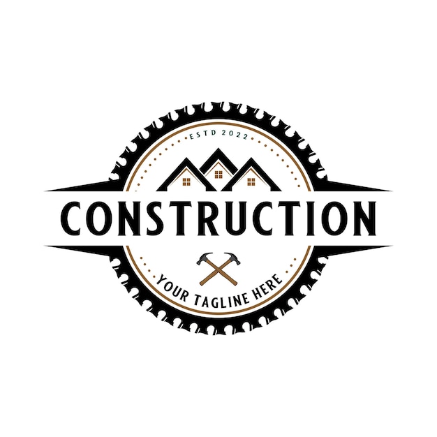 logotipos inmobiliarios casa martillo y sierra para empresas constructoras