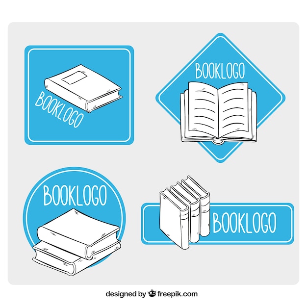 Vector logotipos de libros con formas geométricas azules