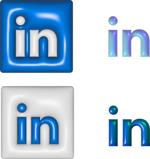 Vector logotipos de linkedin vectoriales inflados en 3d con efecto metálico