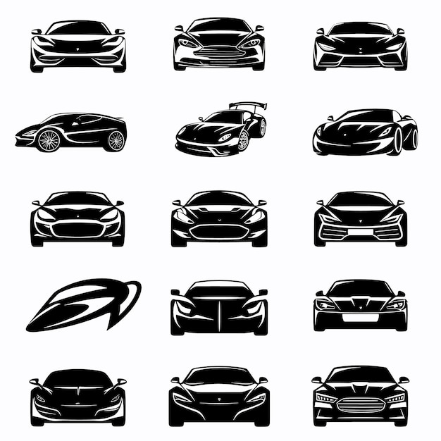 Los logotipos de las marcas de automóviles color negro conjunto de fondo blanco vector
