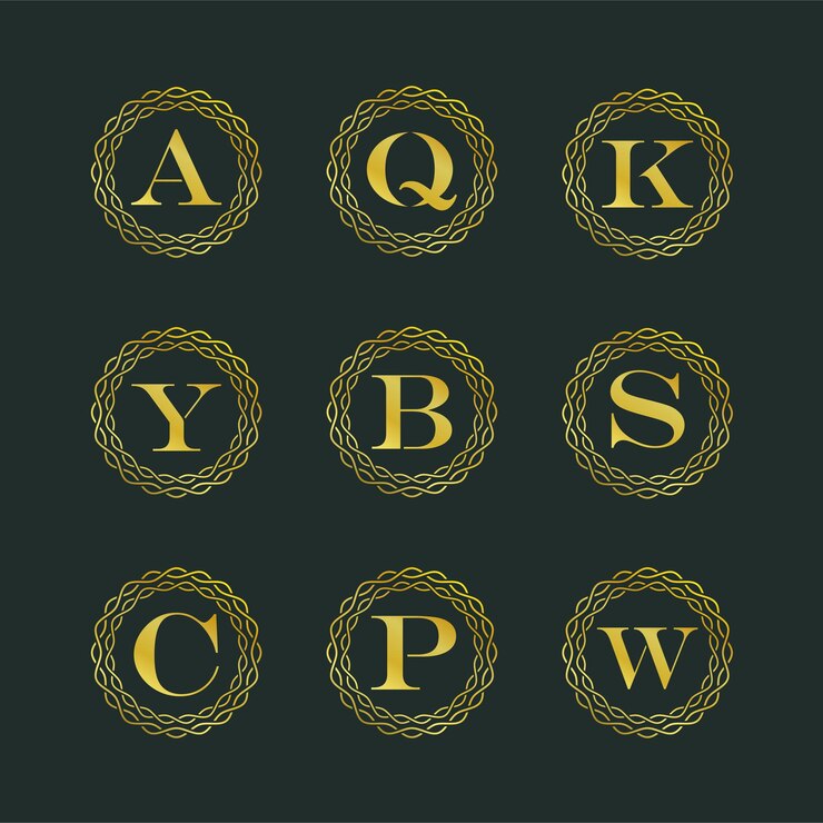 Vector logotipos de monograma dorado