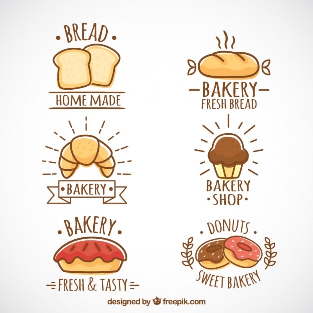 Logotipos de panadería dibujados a mano 