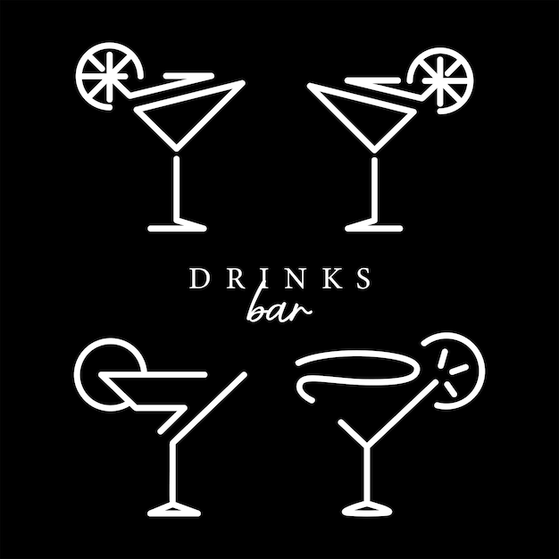 Vector los logotipos de las tazas de bebidas de los camareros