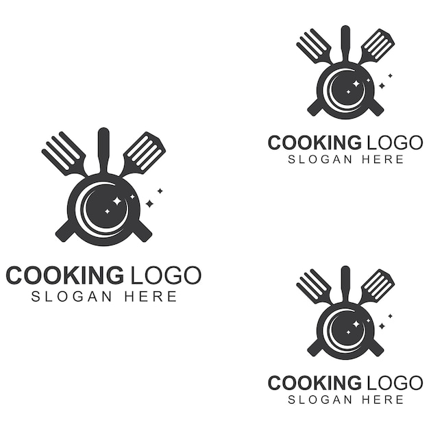 Logotipos para utensilios de cocina ollas espátulas y cucharas de cocina Uso de un concepto de diseño de plantilla de ilustración vectorial