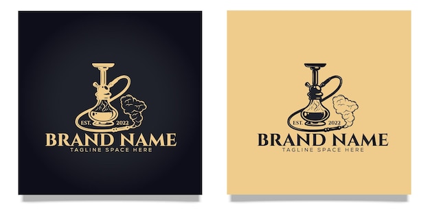 Logotipos de vapeo vintage con letras y ilustración de vape de mano