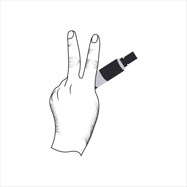 Logotipos de vapeo vintage y mano que sostiene la ilustración de vape