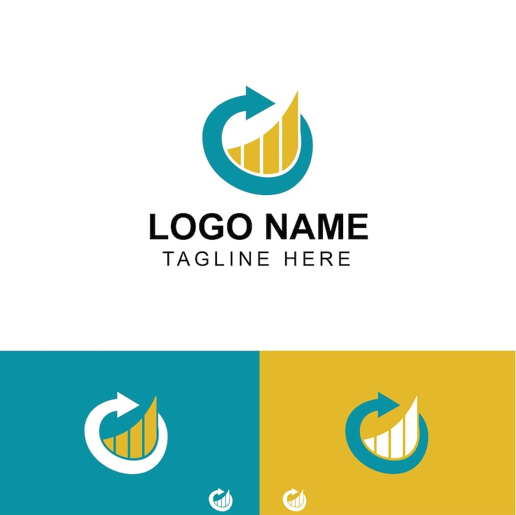 Vector logotipos de vectores planos gratuitos para el diseño de símbolos de inversión y contabilidad financiera de crecimiento