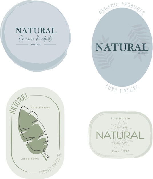 Logotipos vectoriales para productos naturales y orgánicos.