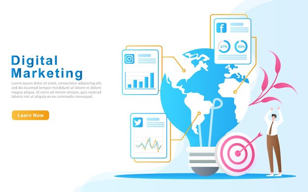 Logre los objetivos de ventas en todo el mundo utilizando la ilustración de las redes sociales