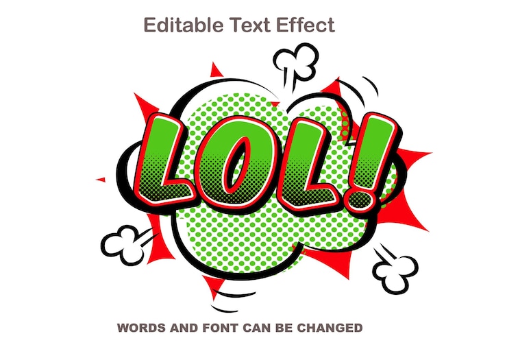 Vector lol comic vector de efecto de texto