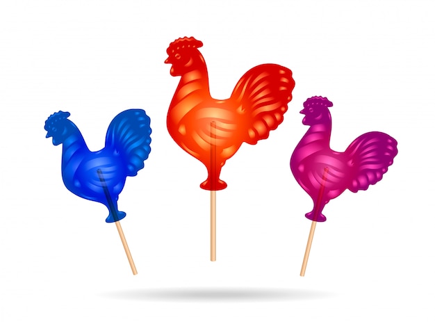 Lollipop color cock, dulce ilustración de dulces rusos