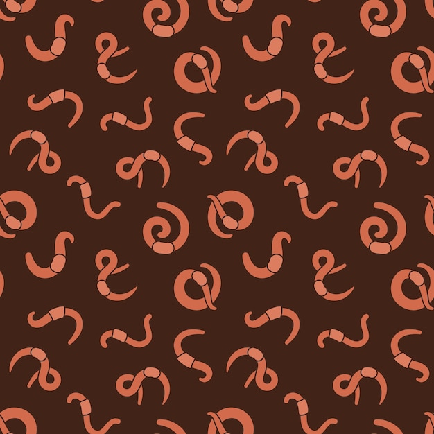 Lombriz roja y gusanos vector patrón sin costuras de color