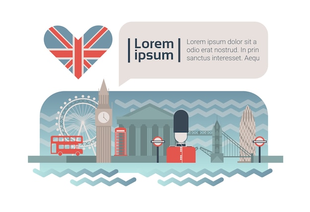 Vector london street city panorama fachada skyline cartoon