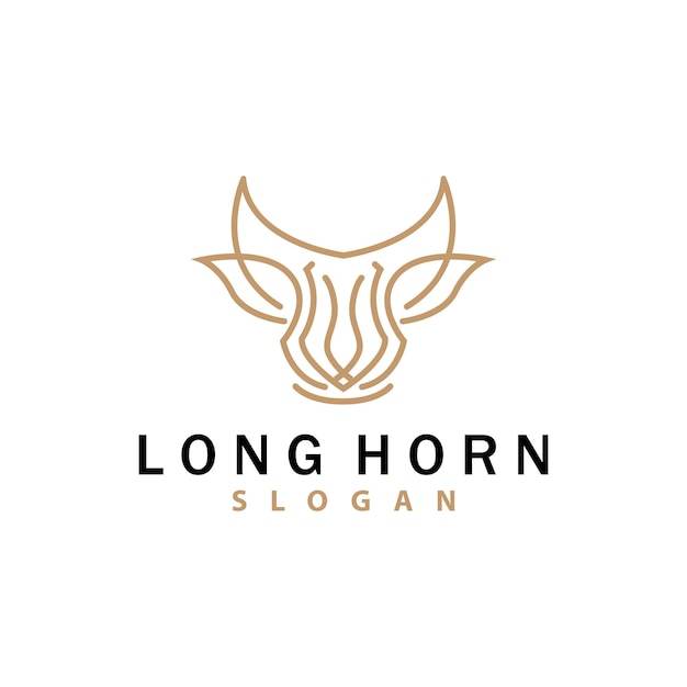 Long Horn Logo Ganado Toro Animal Vector Retro Vintage Diseño Silueta Icono Plantilla Marca