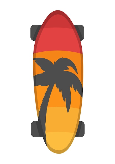 Un longboard simple con un elegante patrón de pizarra. Imágenes prediseñadas planas de garabatos. Todos los objetos son repintados.