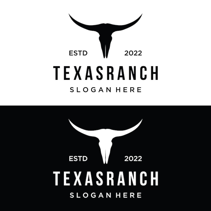 Vector longhorn texas ranch wild west animal logo design vintage retrologo para restaurante de insignia de ganado vaquero