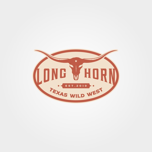 Vector longhorn texas vintage emblema logo vector símbolo ilustración diseño