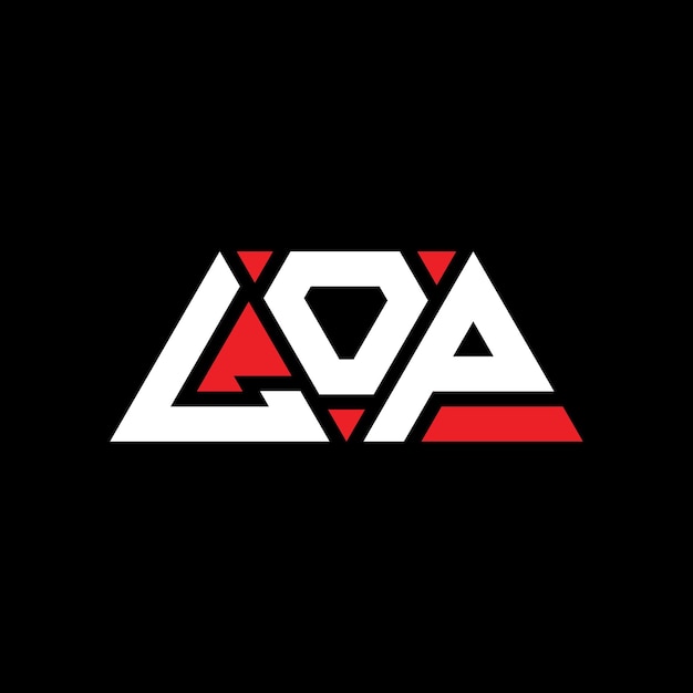 Lop triángulo diseño de la letra del logotipo con forma de triángulo lop diseño del logotipo del triángulo monograma lop modelo de logotipo vectorial triángulo con color rojo lop logotipo triangular sencillo elegante y lujoso logotipo lop