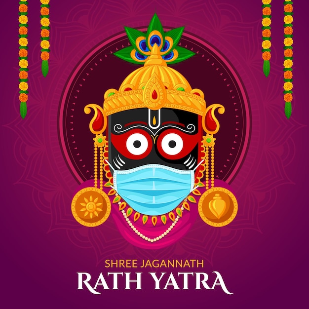 Lord Shree Jagannath Ratha Yatra Dios con máscara