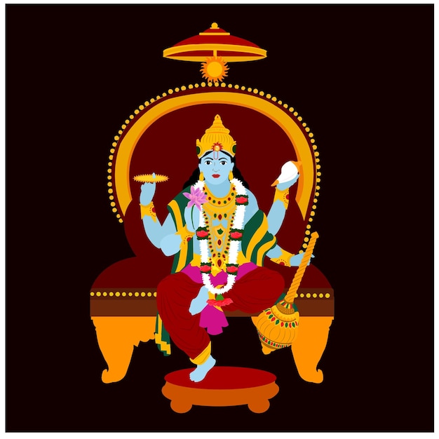 Lord Vishnu Dios hindú indio Vector Ilustración