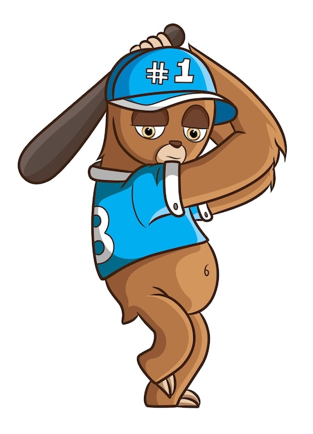 El loris es un jugador de béisbol y está listo para golpear la pelota de la ilustración.