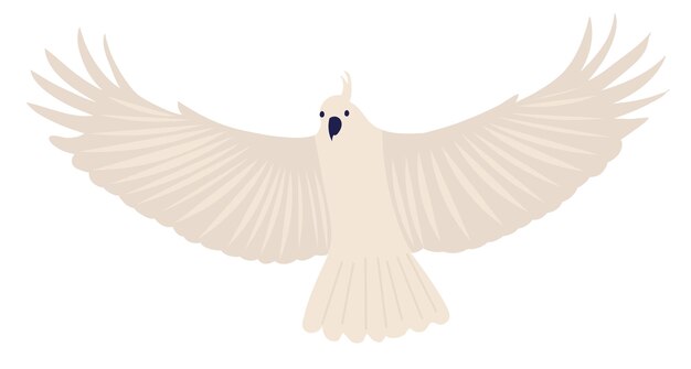 loro blanco volando en estilo plano sobre vector de fondo blanco