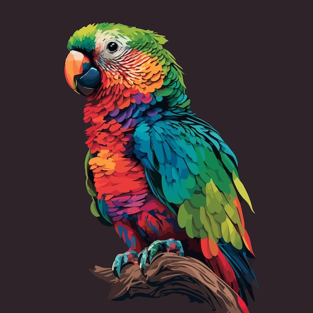 Un loro de colores se sienta en una rama.
