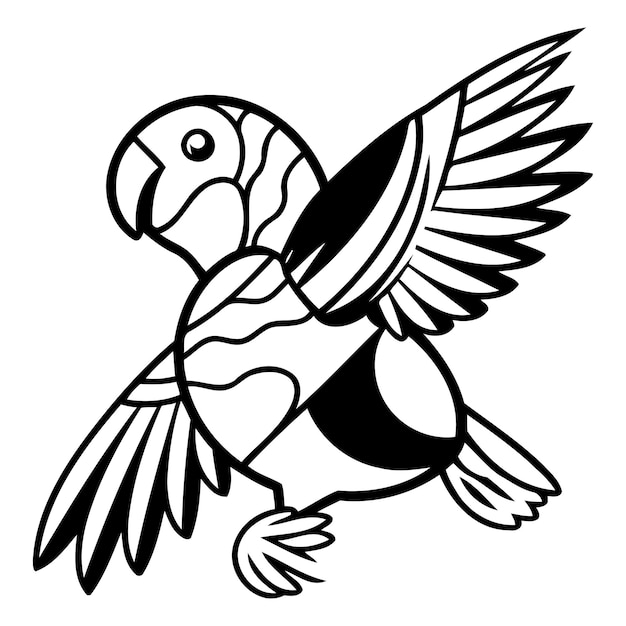 loro colorido con alas aislado en fondo blanco ilustración vectorial diseño gráfico