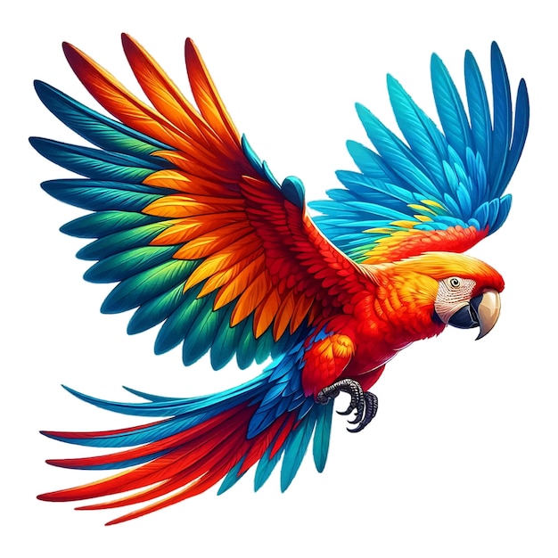 Vector un loro colorido con una cabeza azul y ojos amarillos y un gorrión de un loro colorido, un guacamayo dorado y azul.