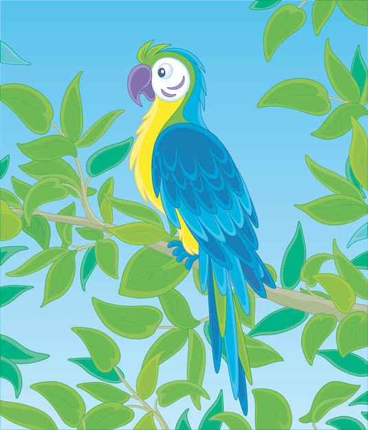 Loro colorido divertido en una selva tropical