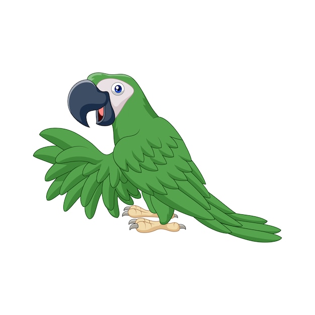 Loro verde de dibujos animados