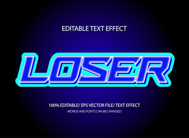 Loser 3d plantilla de efecto de texto editable