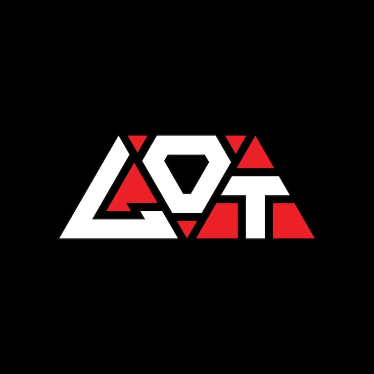 Vector lot diseño de logotipo de letra triangular con forma de triángulo lot diseño del logotipo triangular monograma lot triángulo vector logotipo plantilla con color rojo lot logo triangular sencillo elegante y lujoso logotipo lot