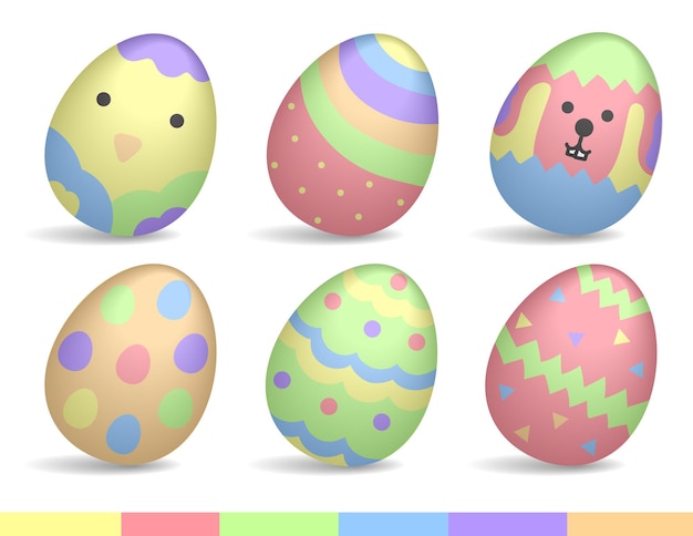 Vector lote de vectores de ilustración de huevos de chocolate de pintura colorida en el tema de pascua feliz