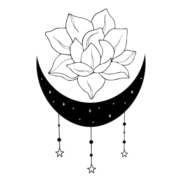 Loto celestial con ilustración de luna creciente