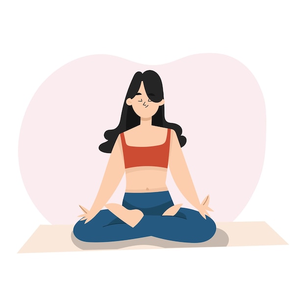 lotus_yoga_pose_scene_illustración_libre_vector