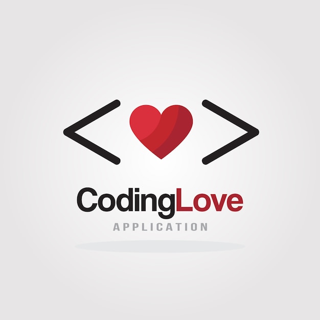 Love coding logo design template para software company, development, application, mobile.